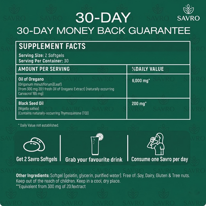 Savro Anti-Inflammation Oil Of Oregano Softgels